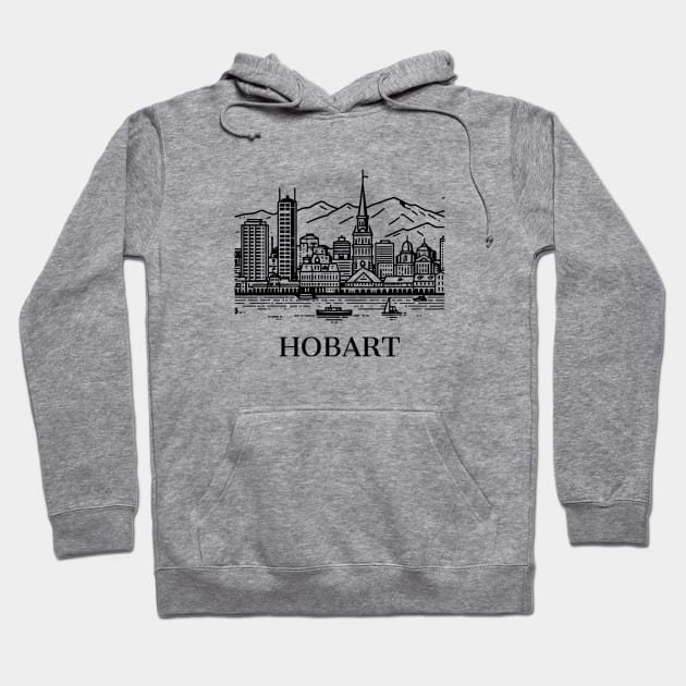 hobart line art illustration Hoodie by art poo